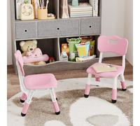 Garvee Adjustable Kids Chair with 3 Height Levels - Durable Plastic Toddler Seat for Boys and Girls Ages 2-6, Ideal for Home, Classroom and Nursery Pink