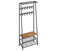 Garvee Appendiabiti da Ingresso con Panca Portascarpe e 10 Ganci | Struttura Metallo Resistente, Doppia marchio rinomato, Larghezza 60 cm - Marrone Rustico, Double row hook 60 width