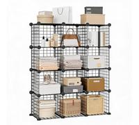 Garvee Armadio Modulare a Cubi 12-15 Scomparti | Organizer guardaroba DIY impilabile in rete metallo, accessori di montaggio inclusi, versatile per camera