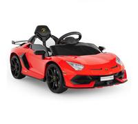 Garvee Auto Elettrica 12V per Bambini Lamborghini Telecomando Rosso | Porte Idrauliche, Luci LED, Bluetooth, USB e Avviamento Morbido