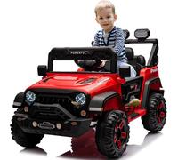 Garvee Auto elettrica per bambini, 12 V, carrello elettrico per bambini, con telecomando 2,4 G, musica, avviamento morbido e cintura, luci e musica, 3-6 anni, rosso
