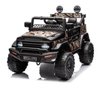 Garvee Auto elettrica per bambini 12V - 2 posti, sospensione a molla, 3 velocità - Telecomando, luci LED, wireless - Ideale dai 3 anni - Colore: Nero