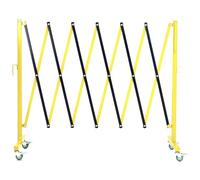 Garvee Barriera di sicurezza industriale espandibile in metallo, 3 m, portatile, con scheda di avvertimento e rotelle, recinzione retrattile per traffico, barriera di sicurezza mobile, cancelletto di