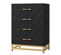Garvee Black 4-Drawer Dresser for Bedroom & Closet Tall Chest with Soft-Close Glides, Anti-Tip Kit | 36.22" H Space Saving Storage Organizer