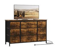 Garvee Cassettiera per Camera da Letto, Cassettiera in Tessuto A 10 Cassetti, Mobile Porta Tv con Stazione di Ricarica, Mobile Contenitore per Soggiorno (39P x 121l x 70,7H cm)