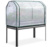 Garvee Con Letto Orto Rialzato Alto in Metallo Verniciato Nero Con Mini Serra in PE e Telo Protettivo, Aiuola Sopraelevata Per Giardino e Balcone, Alta Qualità, Resistente, Facile Da Montare