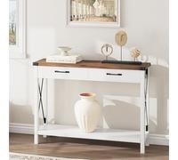 Garvee Consolle Ingresso Rustica Con 2 Cassetti, Tavolo Da Divano in Legno Con Ripiano Per Soggiorno, Corridoio e Ingresso