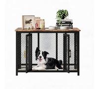 Garvee Cuccia per cani stile mobile - Legno robusto con ripiano portaoggetti - Porta superiore apribile, facile da montare e sicura - Per cani medi e grandi - 48 pollici