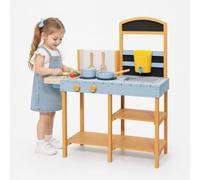 Garvee Cucina Gioco Esterna In Legno Per Bambini 3+ Con Lavello Rimovibile | Rubinetto Funzionante, Lavagna, Ripiani, Piano Cottura Finto, Fioriera Trasparente