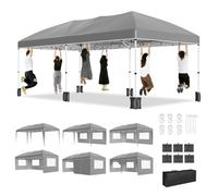 Garvee Gazebo Pieghevole Robusto Esterni Impermeabile e Antivento - 6 Pannelli Laterali Rimovibili Riparo Di Emergenza Giardini Ricevimenti, Eventi Con Borsa Per Il Trasporto