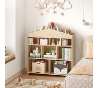 Garvee Kinderregal Kinderzimmerregal Hausform, Kinderregal, Regal Kinderzimmer, Mit 4 Ebenen, Spielzeugregal, Montessori Aufbewahrungsregal, Kindermöbel Für Kindergarten Spielzimmer, 103.5x100