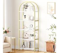 Garvee Libreria Arcuata GarveeHome 5 Ripiani - Scaffale in Metallo Dorato con Finitura Marmo, per Camera, Soggiorno e Ufficio Domestico