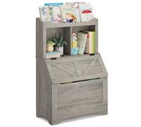 Garvee Libreria per Bambini con Giocattoli, Mobile LiContenitore Breria per Libri e Organizer Giocattoli per Bambini, Grande Baule in Legno con Coperchio per Cameretta, Asilo, Camera da Letto