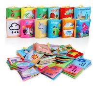 Garvee Libri da Bagno Sensoriali per Bambini - Set Educativo in Stoffa Morbida Atossica - Impermeabile con Effetto Frusciante - Regalo Neonato, Giocattolo Bagnetto Prima Infanzia - 12 pezzi