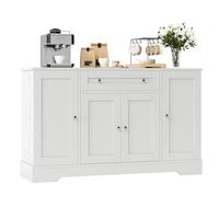 Garvee Madia moderna 140 cm con contenitore, credenza buffet in legno con 1 cassetto, ante e ripiani regolabili, freestanding per cucina/sala da pranzo/soggiorno - Colore: Bianco