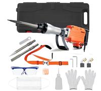 Garvee Martello demolitore professionale potente - Kit 3 pezzi arancione con 3 scalpelli, valigetta, guanti - Sicurezza e smorzamento vibrazioni, per demolizione calcestruzzo - 1700W