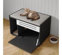 Garvee Mobile copri lettiera per gatti grandezza - Design moderno con anta a ribalta e pannello ventilato - Soluzione nascosta per lettiera e armadio igienico - Protezione dai cani - Colore nero