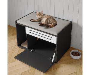 Garvee Mobile copri lettiera per gatti grandezza - Design moderno con anta a ribalta e pannello ventilato - Soluzione nascosta per lettiera e armadio igienico - Protezione dai cani - Colore nero