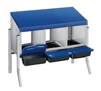 Garvee Nido per Galline Ovaiole in Metallo Zincato, 3 Scomparti con Supporto Indipendente e Vassoio Estraibile, Design Roll-away per Raccolta Uova Pulite, Facile da Pulire, 78x51x51 cm, Blu