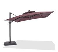 Garvee Ombrellone Grande da Giardino, Ombrellone Decentrato da Terrazzo con luci LED ad Energia Solare, Altezza Regolabile, Rotazione a 360 Gradi e Impermeabili per Esterno Piscina Patio (Marrone)