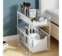 Garvee Organizzatore Da Cucina, Scaffale a 2 Ripiani Estraibili Per Armadietto, Organizzatore Impilabile Sottolavello Con Cassetti Portaoggetti, Per Cucina,37,4 * 26,5 * 44 Cm (Bianco)