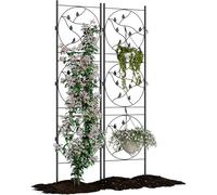 Garvee Pannello a graticcio da giardino in metallo, 53,3 x 182,9 cm, confezione da 2, colore nero, antiruggine, supporto per piante per rose rampicanti, viti, verdure, schermo decorativo per interni