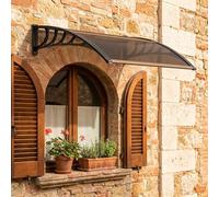 Garvee Pensilina da Esterno 100x150 cm in Policarbonato Trasparente - Protezione UV, Pioggia e Neve - Telaio in Alluminio, Facile da Installare - Perfetta per Ingresso o Veranda - Colore: Marrone,