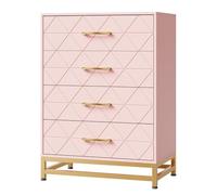 Garvee Pink 4-Drawer Dresser for Bedroom & Closet Tall Chest with Soft-Close Glides, Anti-Tip Kit | 36.22" H Space Saving Storage Organizer