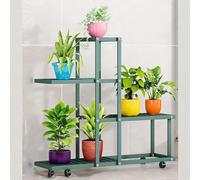 Garvee Porta Piante da Interno ed Esterno, Scaffale per Piante in Ferro per Vasi, Supporto Fiori con Ruote, Espositore Piante Salvaspazio per Soggiorno, Balcone e Giardino (4 Livelli (Verde))