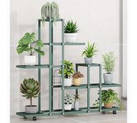 Garvee Porta Piante da Interno ed Esterno, Scaffale per Piante in Ferro per Vasi, Supporto Fiori con Ruote, Espositore Piante Salvaspazio per Soggiorno, Balcone e Giardino (6 Livelli (Verde))