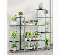 Garvee Portapiante da Interno ed Esterno a 7 Livelli, Scaffale per Piante in Ferro per 14 Vasi, Supporto Fiori Pieghevole e Girevole, Espositore Piante Salvaspazio per Soggiorno, Balcone e Giardino