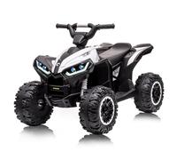 Garvee Quad Elettrico per Bambini 12V ATV con Doppio Motore 35W | Mini Quad con Fari LED, Musica, Clacson, Telecomando, USB, Velocità 3-6km/h, Carico 30kg, per Bambini 3-8 Anni, Bianco