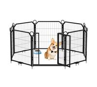 Garvee Recinto per Cani da Interno ed Esterno, 8 Pannelli 61cm, Box per Cuccioli Pieghevole in Metallo, Recinzione Modulare per Cani Piccoli Conigli Gatti, con Porta e Picchetti, Nero