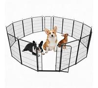 Garvee Recinto per Cani in Metallo a Tubolare Quadrato, 16pz Altezza 101cm, Box per Cani da Esterno e Interno con 2 Porte e Picchetti, Recinti per Giardino, Camping e Cani di Taglia Media Grande