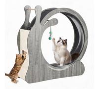 Garvee Ruota da esercizio per gatti, 85 cm, in legno, rovere grigio | Ruota interna silenziosa con piano tiragraffi e palline, tapis roulant per gatto grande, giocattolo interattivo