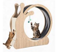 Garvee Ruota da esercizio per gatti, 95 cm, in legno | Ruota interna silenziosa con piano tiragraffi e palline, tapis roulant per gatto grande, giocattolo interattivo