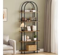 Garvee Scaffale ad arco industriale a 5 livelli con struttura metallica e gambe regolabili, moderna scaffale aperta per soggiorno, camera da letto e ufficio, colore nero e vintage