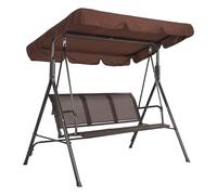 Garvee Sedia a Dondolo Da Esterno 3 Posti - Tettuccio Regolabile, Textilene Impermeabile Robusta Struttura In Acciaio, Panchina Patio Giardino, Prato, Cortile Marrone