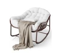 Garvee Sedia Dondolo Papasan Oversize Patio Salotto Esterno Vimini Stagioni Cuscino Resistente All'Acqua Struttura Metallo Resistente Capacità Carico 450libbre Comoda Sedia Forma Veranda Balcone