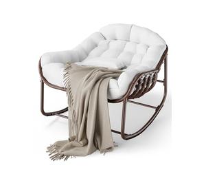 Garvee Sedia Dondolo Papasan Oversize Patio Salotto Esterno Vimini Stagioni Cuscino Resistente All'Acqua Struttura Metallo Resistente Capacità Carico 450libbre Comoda Sedia Forma Veranda Balcone