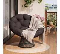 Garvee Sedia Papasan - Sedia Papasan in Rattan Ergonomica Da 37" Con Cuscino Morbido Extra Spesso, Telaio in Acciaio Robusto, Base Girevole a 360°, Per Soggiorno, Camera Da Letto e Angolo Lettura