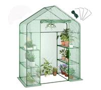 Garvee Serra da Giardino Walk-in 143x73x195 cm, Mini Serra per Piante Con 4 Scaffali in Metallo, Copertura in PE Rinforzato 140G, Impermeabile e Anti-UV, per Balcone, Terrazzo e Orto