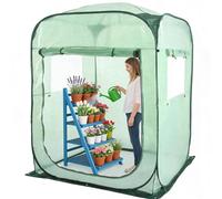 Garvee Serra Pop-Up da Giardino 121x121x160cm, Serra a Comparsa Walk-in in PE Retinato 130gsm, Senza Montaggio con 2 Finestre e Borsa di Trasporto, Mini Serra per Piante e Fiori, Verde