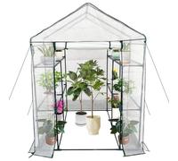 Garvee Serra Portatile da Giardino con 3 Livelli e 6 Ripiani, Robusta Struttura in Acciaio, Porta Avvolgibile con Cerniera, Ideale per La Crescita delle Piante in Giardino e Patio