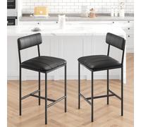 Garvee Set 2 Sgabelli da Bar, Altezza Bancone con Schienale e Poggiapiedi | 2 Pezzi, Seduta Imbottita in PU, Struttura Acciaio MDF, Montaggio Facile, High Chairs