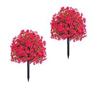 Garvee Set di 2 alberi artificiali da 60 cm, viola con punte, resistenti ai raggi UV, piante artificiali da esterno, arbusti verdi artificiali per la casa.