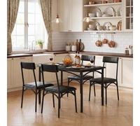 Garvee Set di tavolo da pranzo in legno per 4 persone, con 4 sedie imbottite, set da 5 pezzi per appartamento, sala da pranzo, piccoli spazi, nero