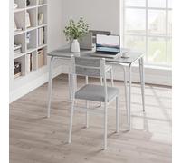 Garvee Set Tavolo da Pranzo con 4 Sedie, Tavolo Cucina Moderno in MDF e Metallo, Sedie Imbottite con Schienale, Design Industriale Salvaspazio per Sala da Pranzo e Soggiorno, Bianco