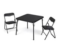 Garvee Set Tavolo e 2 Sedie per Bambini Pieghevole con Imbottitura in PU, Rosa, Salvaspazio, Scrivania Gioco e Studio per Cameretta, Nessun Montaggio Richiesto, Nero