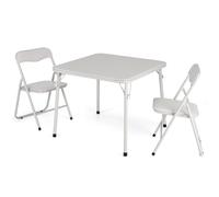 Garvee Set Tavolo e 2 Sedie per Bambini Pieghevole con Imbottitura in PU, Rosa, Salvaspazio, Scrivania Gioco e Studio per Cameretta, Nessun Montaggio Richiesto, Beige